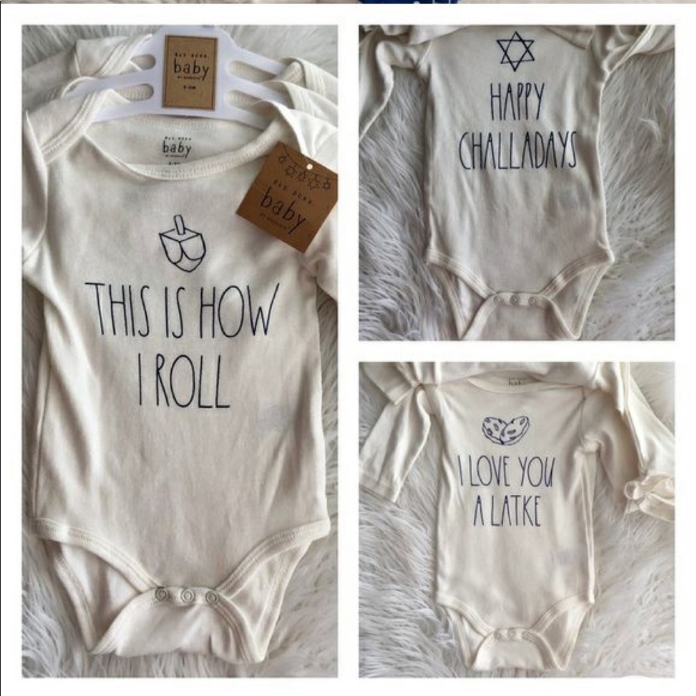 Rae Dunn First Hanukkah onesies comes w 3 and hat